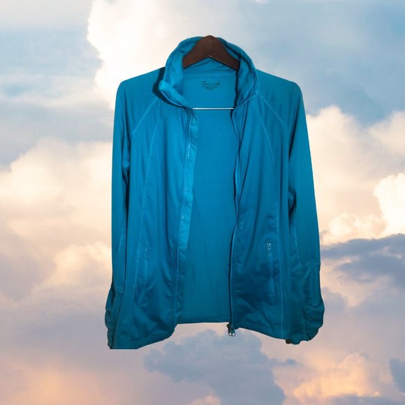 Exertek Long Sleeve Mock-Neck Full-Zip Pullover Blue - Picture 7 of 8